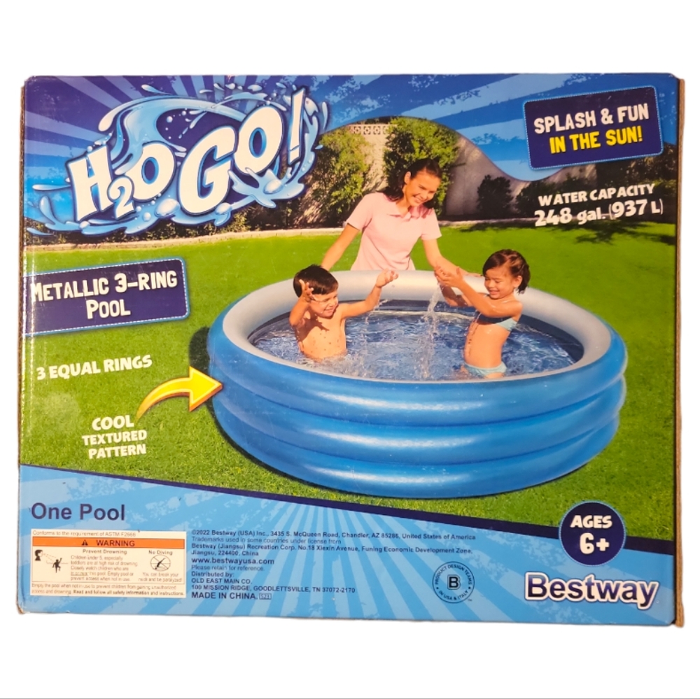 1 NWT H2o Go Metallic 3 Ring Family Circular Round Pool 248 Gal Bestway Kid's 6+